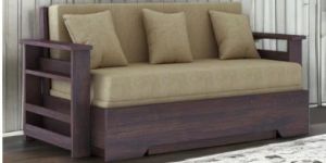 NOVADREAM 3 SEATER WALNUT SOFA CUM BED SHEESHAM WOOD