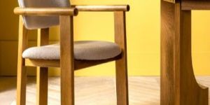 PERRIN SOLID OAK WOOD & BOUCLE DINING CHAIR