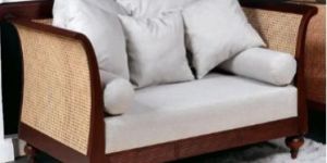 ROYAL TEAK WOOD AND RATTAN 1 SEATER SOFA