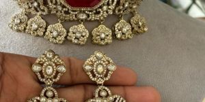 women crimson royal matching earrings doublet choker set