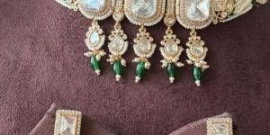 Women Exquisite Pearl and Moissanite Choker Set