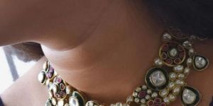 Zoya Ruby Emerald Victorian Kundan Necklace Set with Maang Tikka