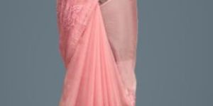 Flamingo Pink Organza Saree