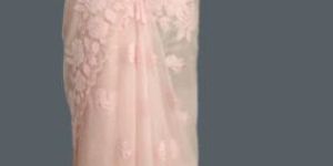 Light Peach Organza Saree