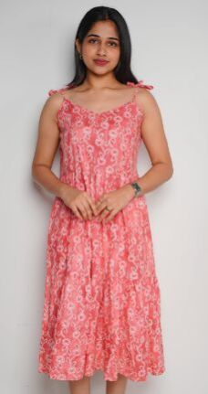 Rouge Pink Tiable Cotton Frock