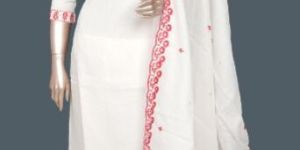 white red net kurta suit set