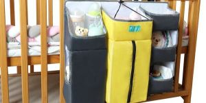 Crib Chronicles Portable Diaper Storage Crib Organizer-Yellow