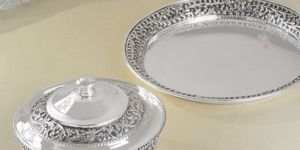 traditional silver serving dish plate