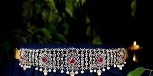 Traditional Vaddanam With Red Stone Accents