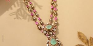 Two Line Polki and Ruby Womens Necklace