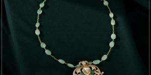 Womens Diamond Necklace with Emerald Pendant