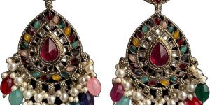 Women Multicolor Chandbali Jhumka Earrings