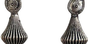 Women Oxidized Silver Paisley Jhumka Tear Drop Enamelled