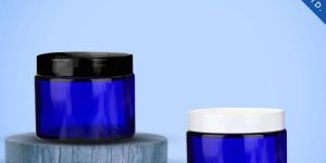 50GM Blue Glass Jar With Black Or White Cap