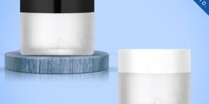 50GM Clear Frosted Glass Jar Black And White Cap