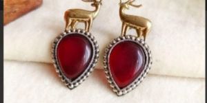 Unique Style Silver And Golden Tone Monalisa Deer Women Stud Earrings