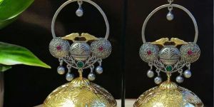 Women Brass Oxidized Long Jhumka Earrings