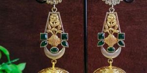 Women Pearl Oxidized Long Jhumka Earrings