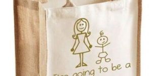 OFF-WHITE PROMOTIONAL JUTE TOTE BAG WITH ROUND TAPE HANDLE