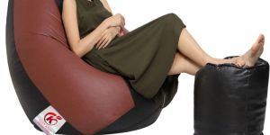 Tan & Brown Coaster Shine Teardrop Bean Bag Cover with Stool