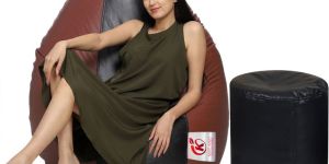 Tan & Black Coaster Shine Teardrop Bean Bag Cover with Stool