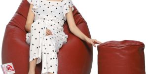 Tan Coaster Shine Teardrop Bean Bag Cover with Stool