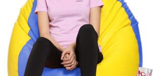 Yellow & Blue Coaster Shine Teardrop Bean Bag Cover Without Beans -3XL