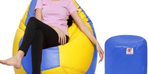 Yellow & Blue Coaster Shine Teardrop Bean Bag Cover with Stool