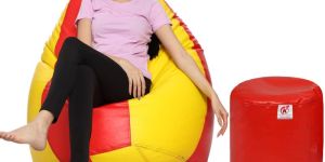 Yellow & Red Coaster Shine Teardrop Bean Bag Cover with Stool