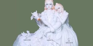 Radha Krishna Jugal Marble Statue With Cow 18 Inch -30 Inch