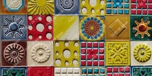 Multicolor Embossed Glazed Handmade Tile