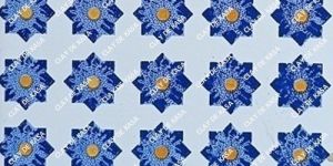 Star Cross Blue White Screen Printed Tile ST1015