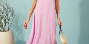 Women Lavender Self Textured Slip Dress