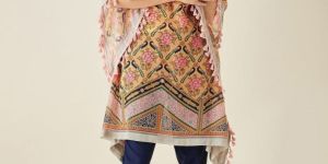 Women Mustard Floral Printed Kaftan Kurta