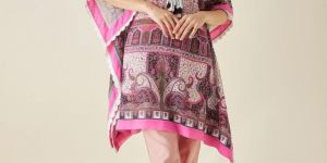 Women Pink Floral And Paisley Printed Kaftan Kurta