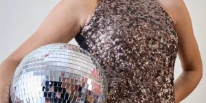 Women Sequined Brown Flashy Top