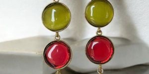 Multicolor Stone Womens Long Earrings