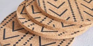 Trib 4 Piece Printed Cork Coaster Set