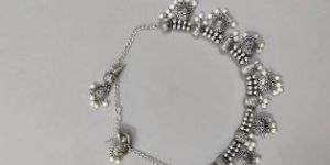 Women Pearls with German Silver Necklace Set