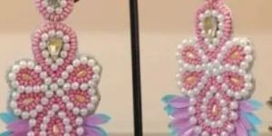 Women Pink Petal POP Beaded Earrings