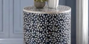 Megois Handmade Block End Table In Mother Of Pearl