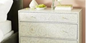 Scroll Vine Inlay Three-Drawer Chest Of Drawer