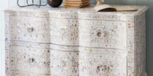 White Iconic French Chest of Drawer In Mother of Pearl