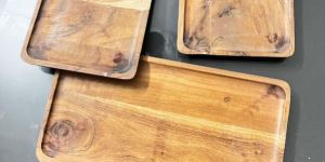 Set of 3 Wooden Square/ Rectangle Tray