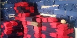 Hand Tufed Blue And Red Khadi Cotton Durries