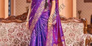 Ladies Purple Banarasi Silk Saree
