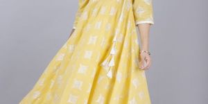 Ladies Fancy Light Yellow And White Rayon Palazzo Suit Set