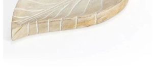 Wooden Leaf Tray in White Antique