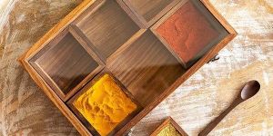 Wooden Masala Box 6 Jars