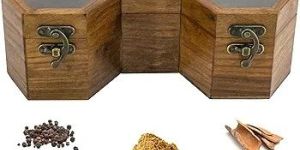 Wooden Spice Box with 12 Jars & Spoons